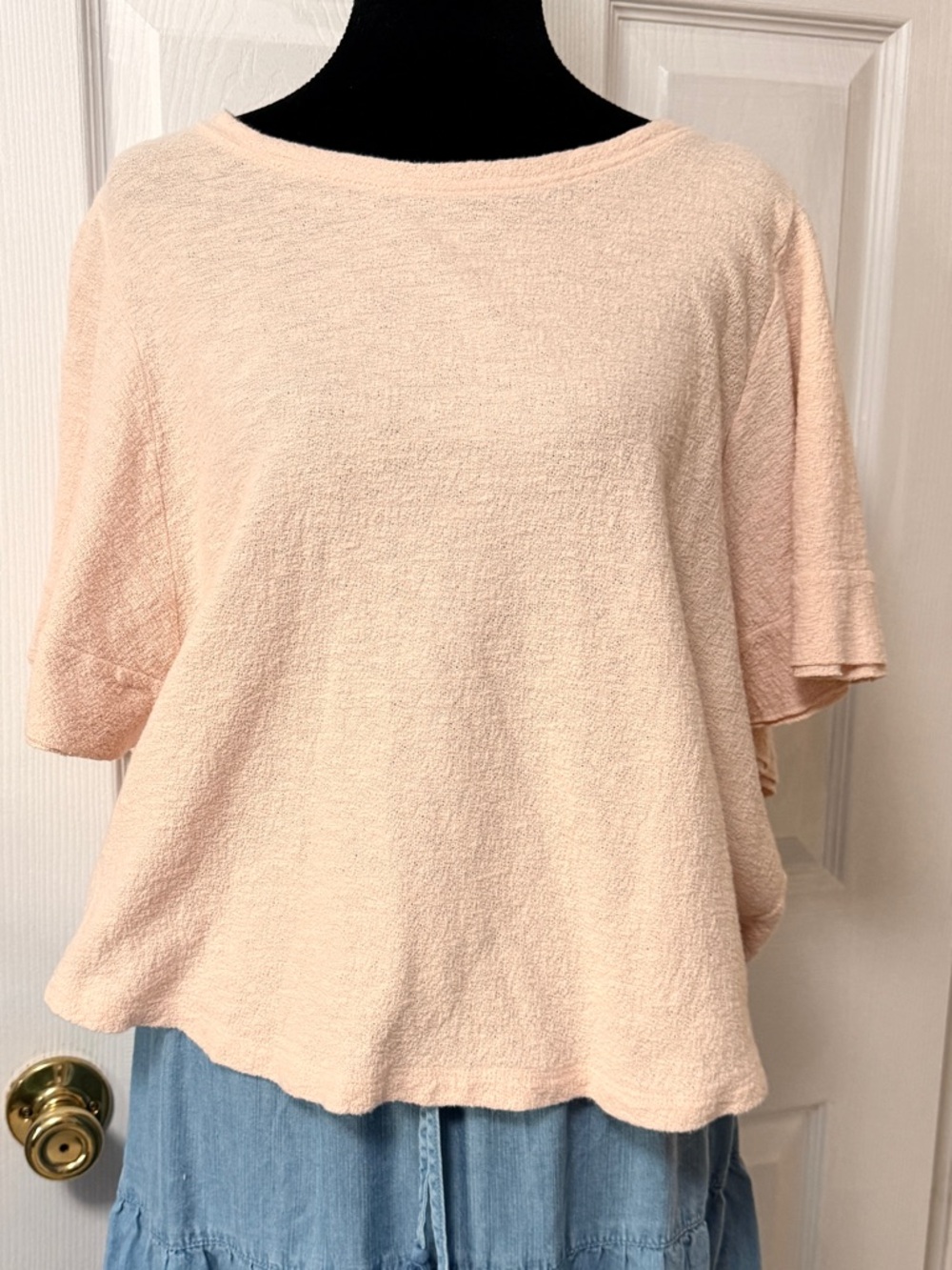 Madewell Blush Pink Textured Top XL Boxy Short Sleeve Relaxed Fit